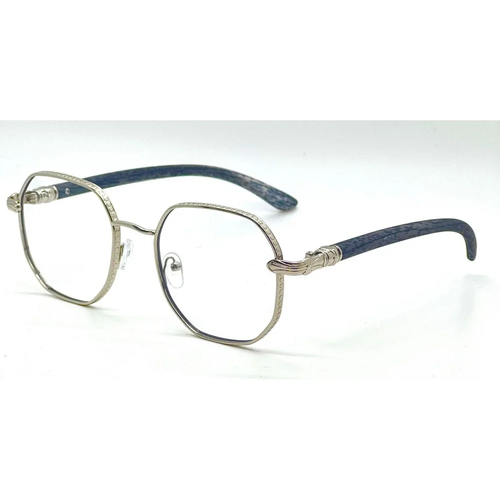 Eye Glasses Round Clear Lens Hip Hop Style‎ Flat Lens Silver Metal Buffs Fashion